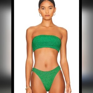 Good American Green Strapless Bikini Set